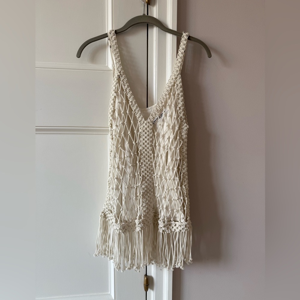 Apiece Apart Cream Crochet Tank Top